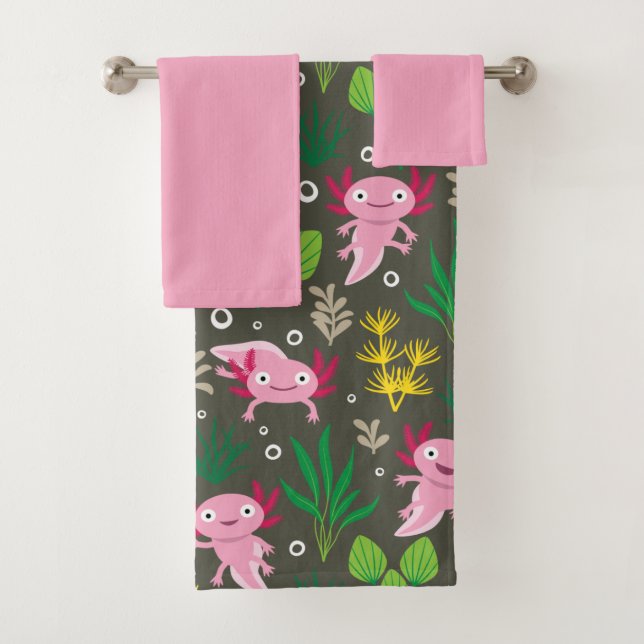 Ensemble de serviettes de bain Axolotl (En situation)