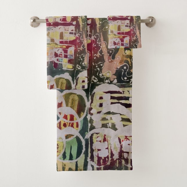 Ensemble de serviettes de bain Batik Boho Peinture (En situation)