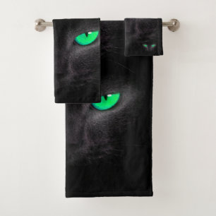Ensemble de serviettes de bain Black Cat Green Eye