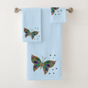 Ensemble de serviettes de bain bleu papillon en mo