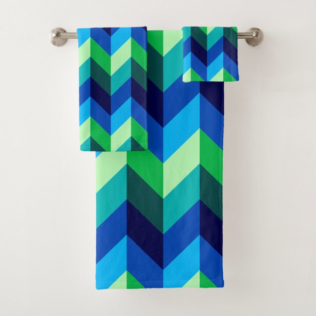 Ensemble de serviettes de bain Blue Green Ombre Ch (En situation)