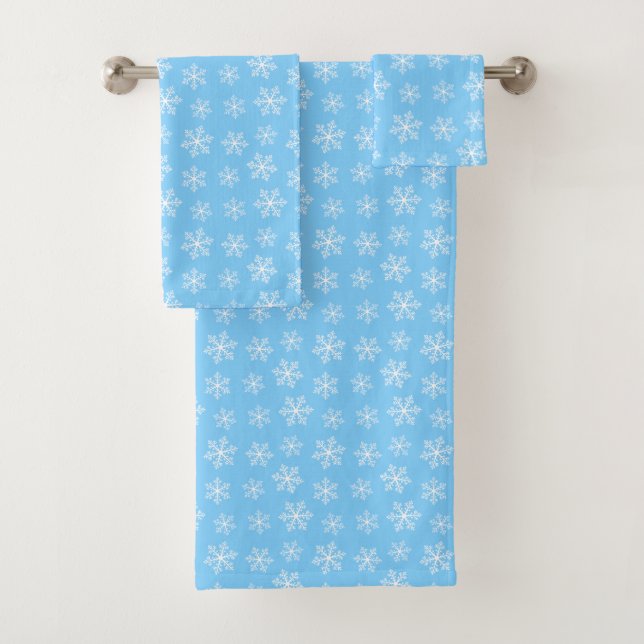 Ensemble de serviettes de bain Blue Snowflake (En situation)