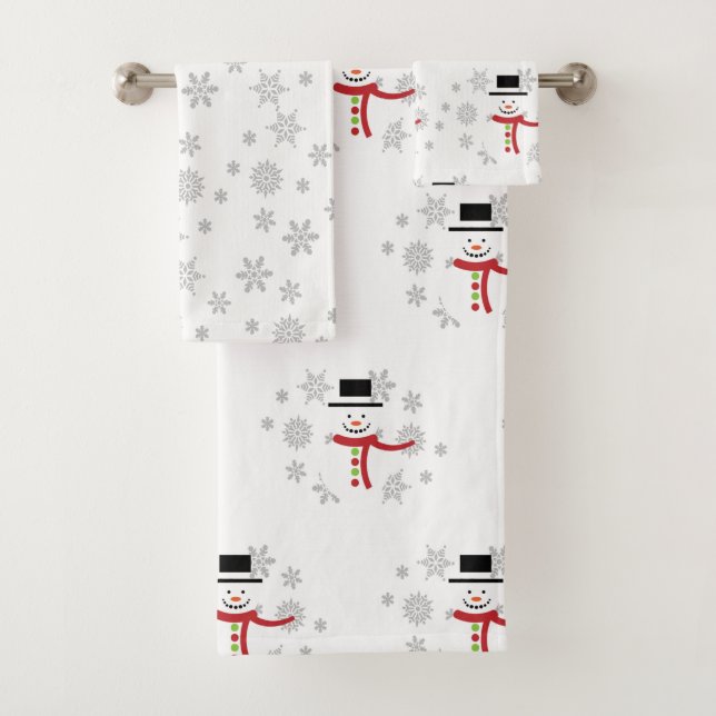 Ensemble de serviettes de bain bonhomme de neige e (En situation)