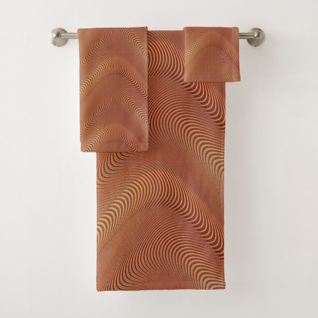 Ensemble de serviettes de bain Brown doré Waves Ab (En situation)
