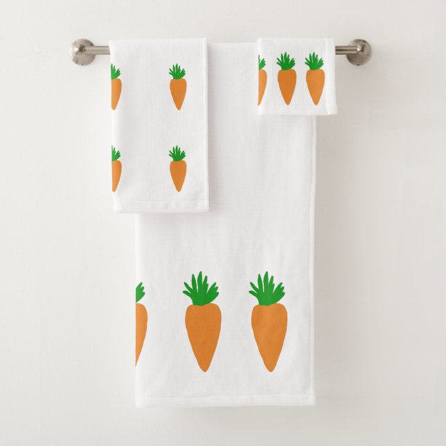 Ensemble de serviettes de bain "Carottes" (En situation)