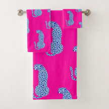 Ensemble de serviettes de bain Cheetah rose & bleu