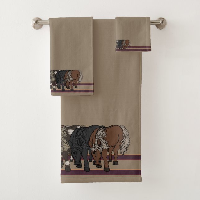 Ensemble de serviettes de bain Chevaux par figdewd (En situation)