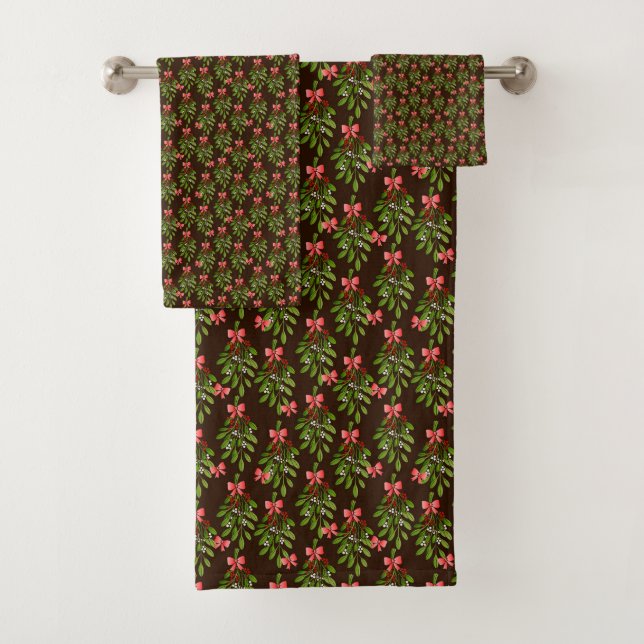 Ensemble de serviettes de bain Christmas Hollies (En situation)