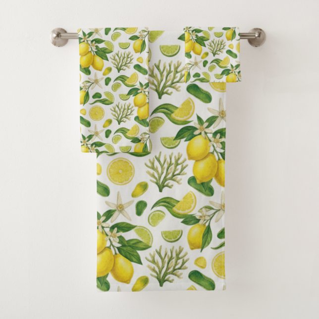 Ensemble de serviettes de bain Citron Méditerranée (En situation)