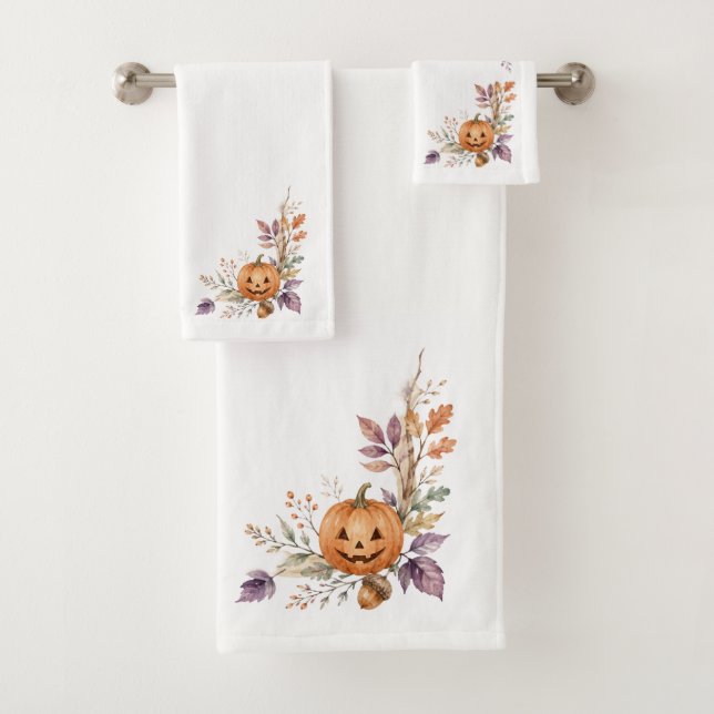 Ensemble de serviettes de bain Citrouille d'Automn (En situation)