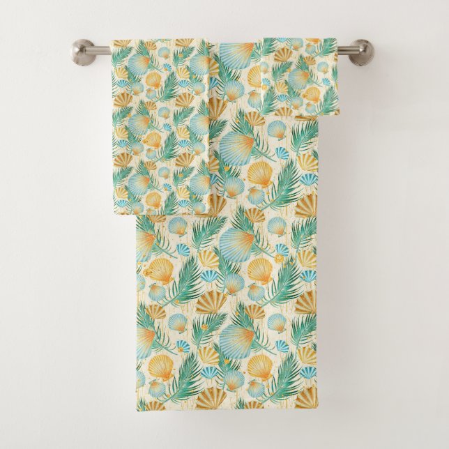 Ensemble de serviettes de bain Coquillages pastel (En situation)