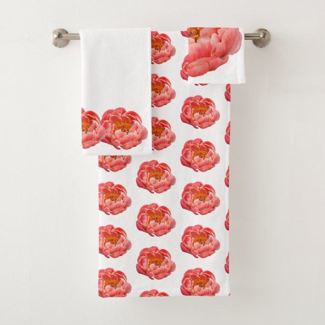 Ensemble de serviettes de bain - Coral Peony (En situation)
