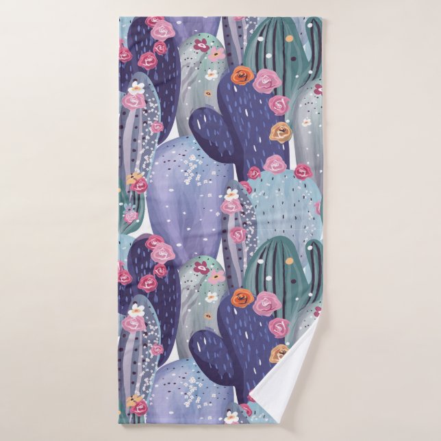 Ensemble de serviettes de bain couleur Motif Cactu (Serviette de bain)