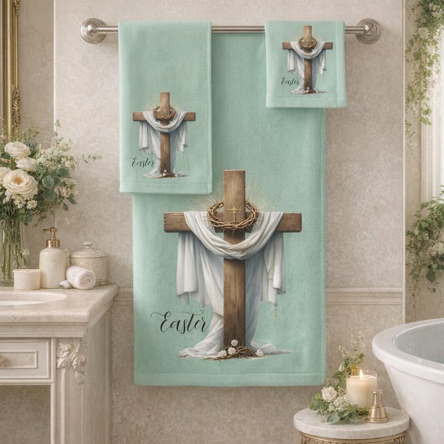 Ensemble de serviettes de bain croix et florales (Créateur téléchargé)