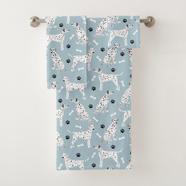 Ensemble de serviettes de bain Dalmatien avec patt (En situation)