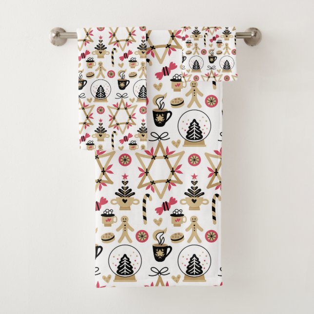 Ensemble de serviettes de bain de Noël (En situation)