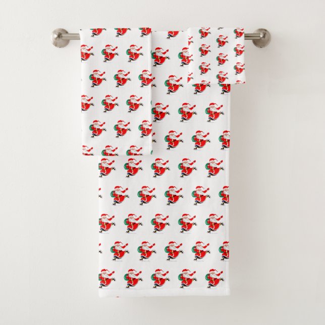 Ensemble de serviettes de bain de Noël du Père Noë (En situation)
