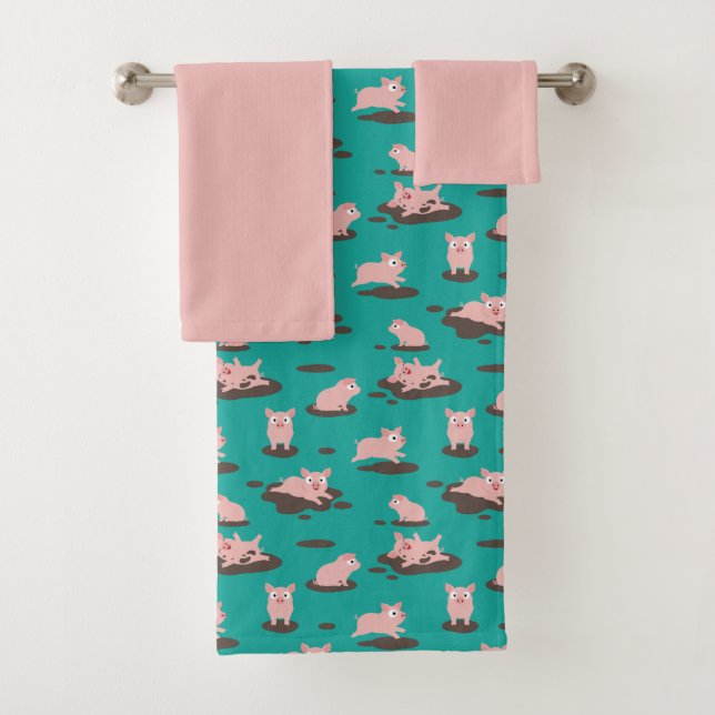 Ensemble de serviettes de bain de porcelets (En situation)
