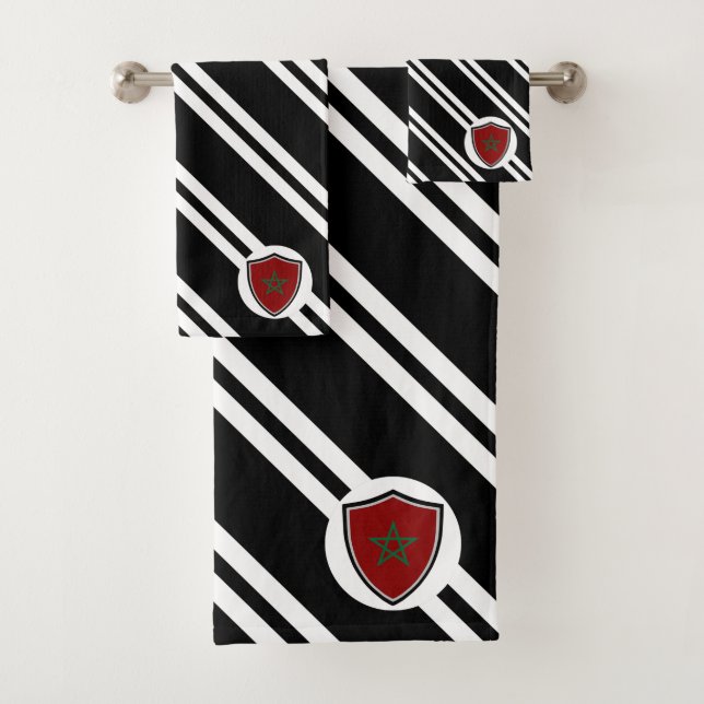 Ensemble de serviettes de bain du drapeau du Maroc (En situation)