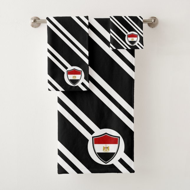 Ensemble de serviettes de bain du drapeau égyptien (En situation)
