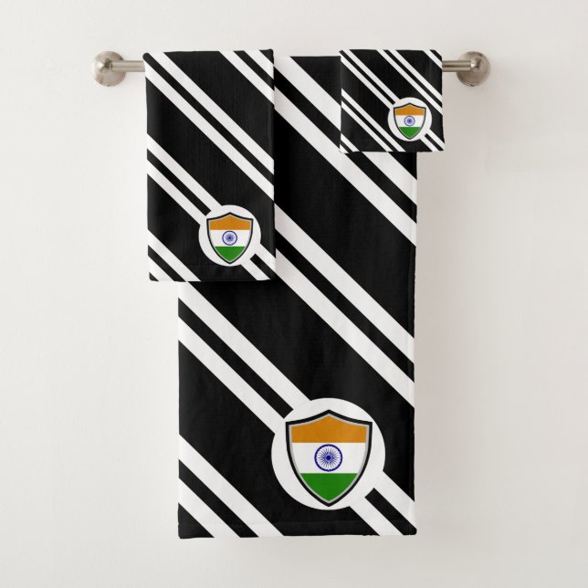 Ensemble de serviettes de bain du drapeau indien (En situation)