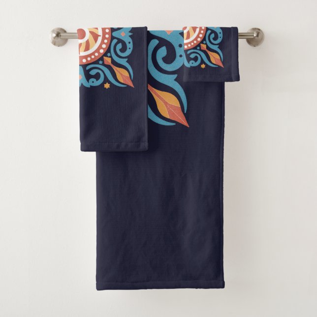 Ensemble de serviettes de bain en carrelage Boho (En situation)