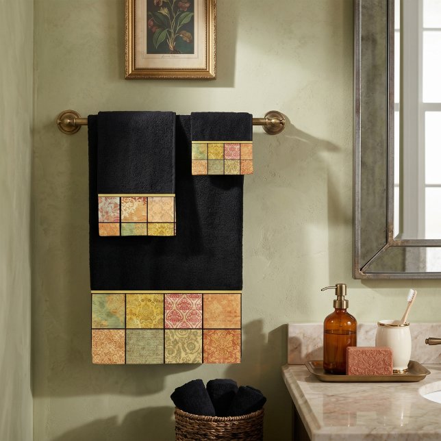 Ensemble de serviettes de bain en collage de motif (Créateur téléchargé)