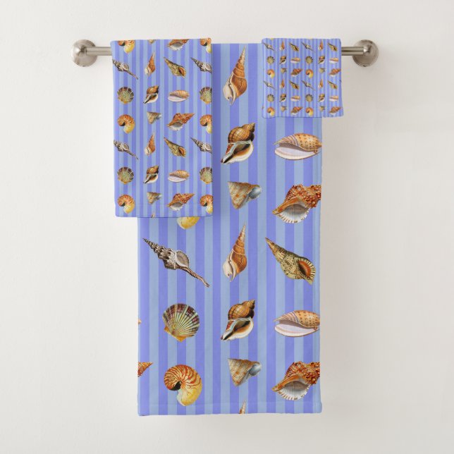 Ensemble de serviettes de bain en coquillages vint (En situation)