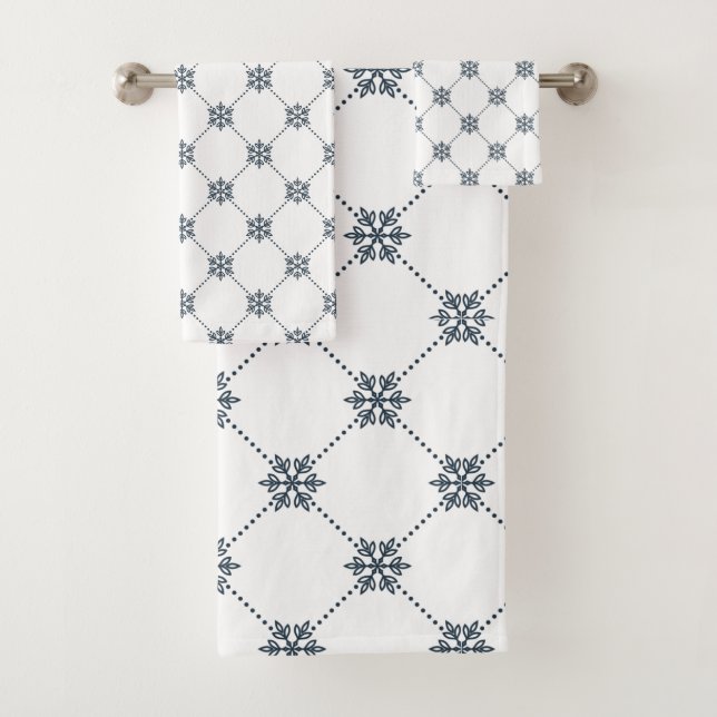 Ensemble de serviettes de bain en Damas noir (En situation)