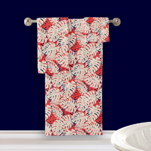 Ensemble de serviettes de bain en feuille Monstera