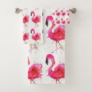 Ensemble de serviettes de bain en Flamant rose ros