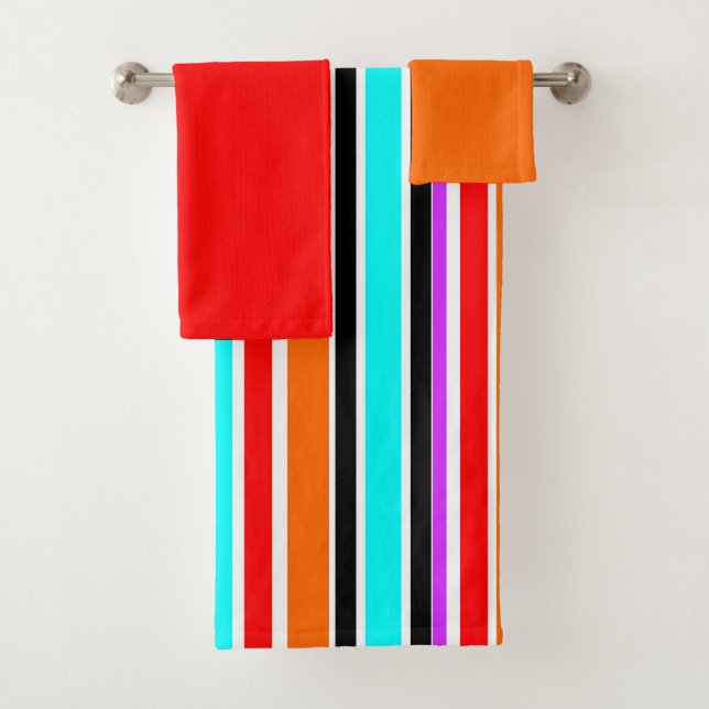 Ensemble De Serviettes De Bain En Grilles Mixtes (En situation)