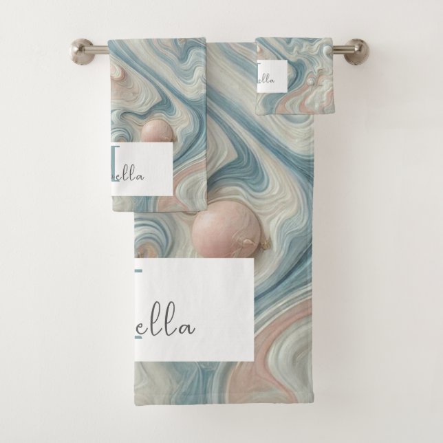 Ensemble de serviettes de bain en marbre Pastel pe (En situation)