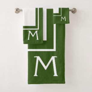 Ensemble de serviettes de bain en monogramme vert