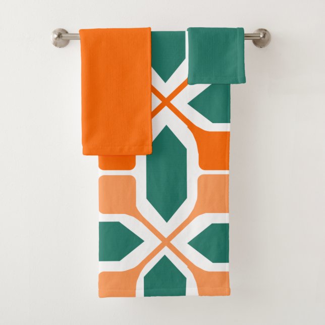 Ensemble de serviettes de bain en mosaïque Art déc (En situation)