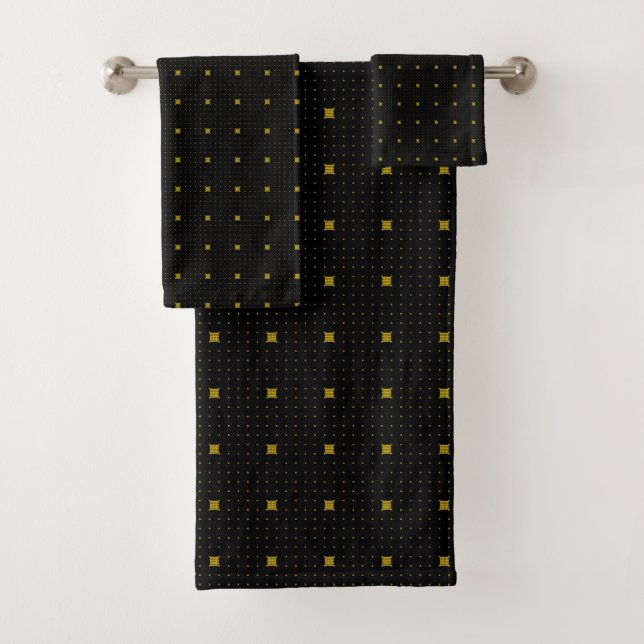 Ensemble de serviettes de bain en noir et or (En situation)