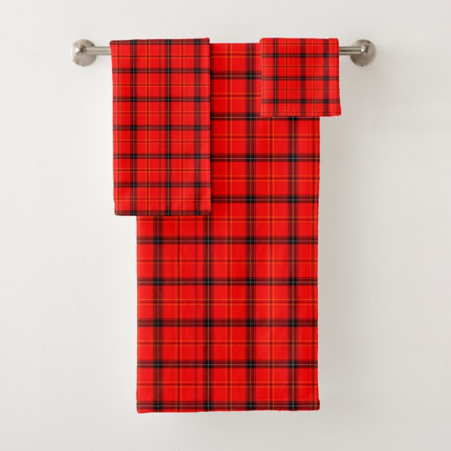 Ensemble De Serviettes De Bain En Tartan Rouge Mod (En situation)