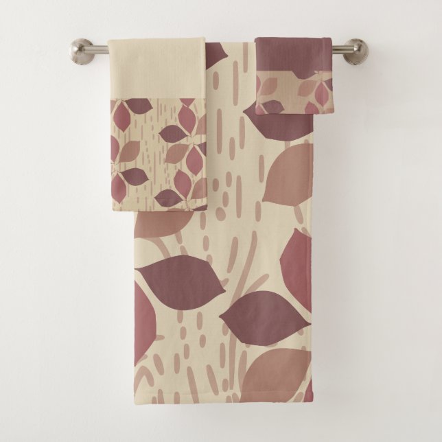 Ensemble de serviettes de bain Feuille Marron (En situation)