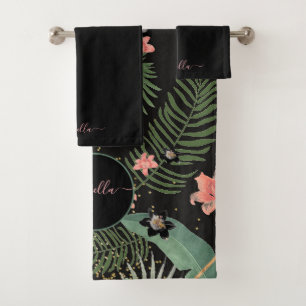 Ensemble de serviettes de bain Feuille Monogramme