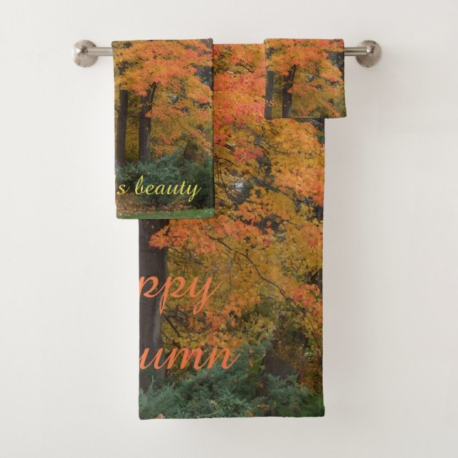 Ensemble de serviettes de bain Feuilles d'automne (En situation)