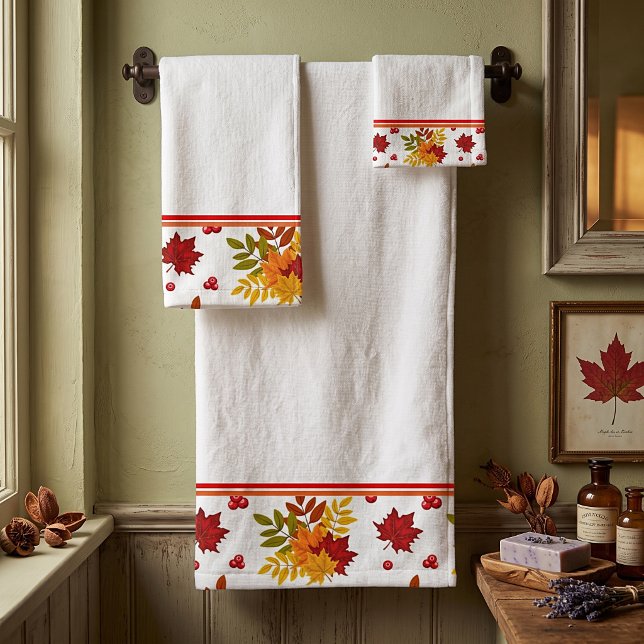 Ensemble de serviettes de bain feuilles d'automne  (Créateur téléchargé)