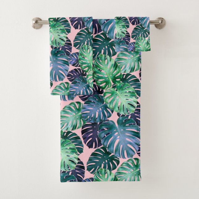 Ensemble de serviettes de bain Feuilles Monstera T (En situation)