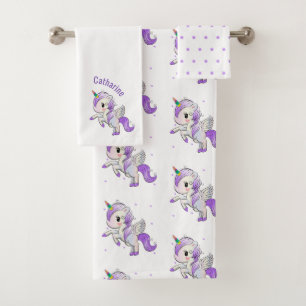 Ensemble de serviettes de bain fille Unicorn color