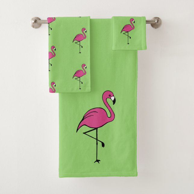 Ensemble de serviettes de bain Flamant Rose Tropic (En situation)