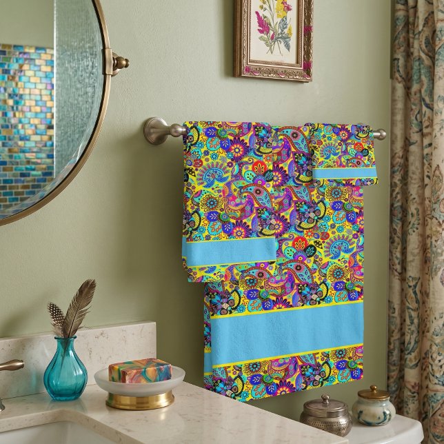 Ensemble de serviettes de bain fleuri brillant en  (Créateur téléchargé)