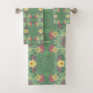 Ensemble de serviettes de bain fleuri vert