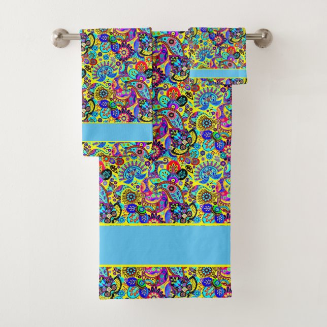 Ensemble de serviettes de bain fleuries paisley vi (En situation)