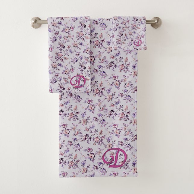 Ensemble De Serviettes De Bain Floral De Luxe (En situation)