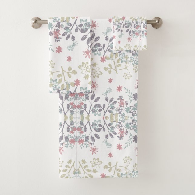 Ensemble de serviettes de bain Floral Forestier (En situation)