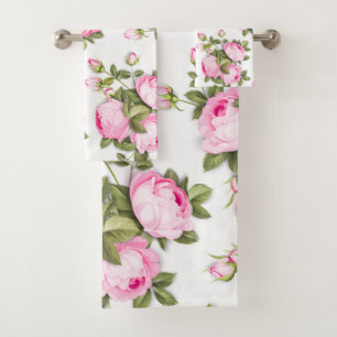 Ensemble De Serviettes De Bain Floral Rose